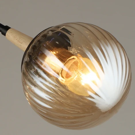 Потолочная люстра на штанге Reluce 04886-0.3-03 BK+WOOD (220V, шар)