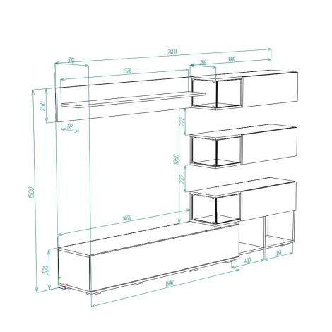 Гостиная БТС Рига ГС-01, Каньон/графит