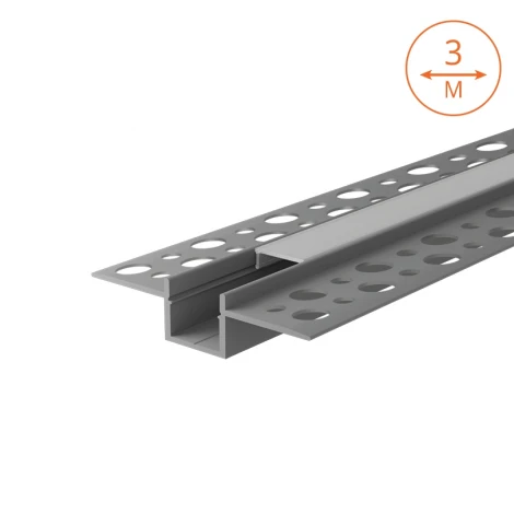 Профиль алюминиевый под шпатлевку встраиваемый серый 55х13х3000мм Wolta WAP WAP-I-55/13/3000-A