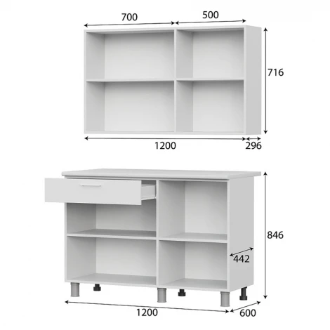 Готовая кухня Арника КГ 4 (1.2 м), Белый, Дуб сонома