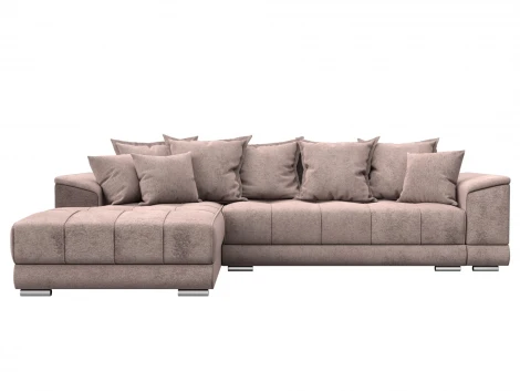 Диван угловой НордСтар левый угол (ДСП,Брус/Пластик/Велюр/Бежевый) Лига Диванов 127940L