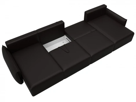 Диван П-образный Лига-051 НПБ Лонг (ЛДСП,Брус,Фанера/Пластик/Экокожа/Коричневый) Лига Диванов 129895