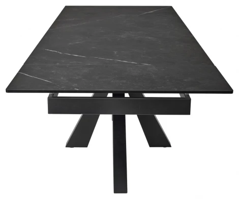 Обеденный стол M-City ALEZIO 160 KL-135 Темно-серый мрамор матовый, итальянская керамика/ BLACK