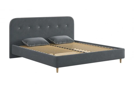 Кровать с основанием Лео 180х200 см Mebelson (ДСП,Велюр/Графит,Серый) арт.176567,2346