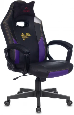 Кресло игровое Zombie HERO JOKER черный/фиолетовый эко.кожа с подголов. крестовина пластик