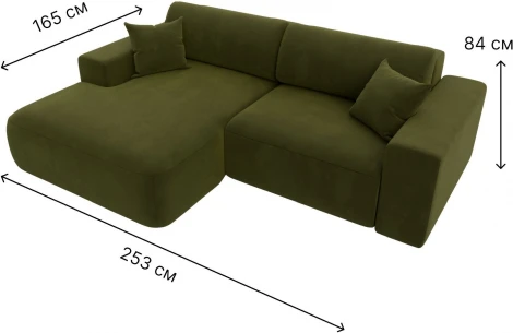 Диван угловой Лига-036 НПБ Классик левый угол (Зеленый/Микровельвет) Лига Диванов арт.121368L
