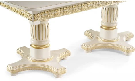 Деревянный стол Woodville Морнит 180(240)х100 слоновая кость / золото 515969