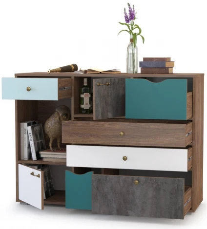 Комод Mobi Вайс 10.104 морское дерево винтаж К 015PW / камень темный / бензин 0244 SU / белый премиум 357720