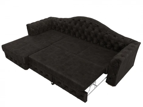 Диван угловой Артис левый угол (Брус,Рейка/Пластик/Велюр/Коричневый) Лига Диванов 128028L