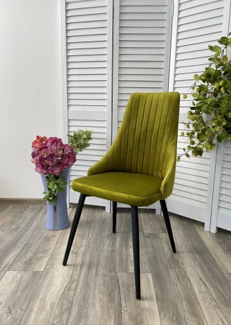 Стул Руссо Riviera 36 Олива, велюр / черный каркас