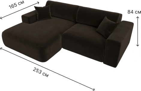 Диван угловой Лига-036 НПБ Классик левый угол (Коричневый/Микровельвет) Лига Диванов арт.121366L