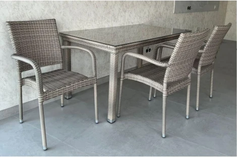 Комплект плетеной мебели Afina T256C/Y376C-W85 Latte (4+1) + подушки на стульях