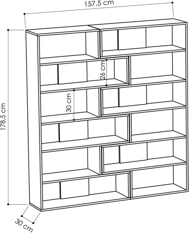 Стеллаж Прямые MOLLY BOOKCASE NO.4 (ЛДСП/Темно-серый) LEVE