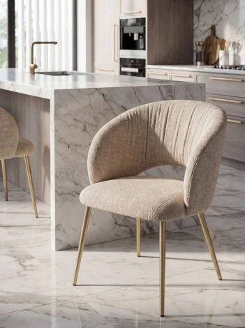 Стул МИДА (MIDA), цвет МОЛОЧНЫЙ SOLO-111, ткань / ШАМПАНЬ каркас, ®DISAUR M-City 64854