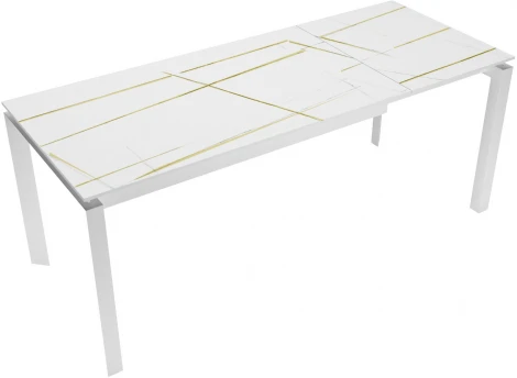 Стол DikLine KT120 мрамор белый Лотус,опоры белые