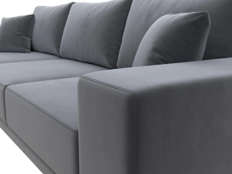 Диван угловой Льюес левый (Серый/Велюр) Лига Диванов арт.122400L