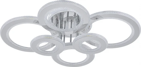 Потолочная люстра светодиодная с таймером Escada Venus 10297/6LED BL 140Вт, с ПДУ, металл/акрил, хром/прозрачный (220V, кольцо)