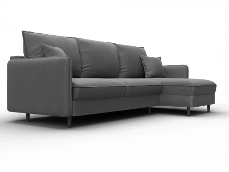 Диван угловой Лига-064 НПБ угол универсальный (ДСП/Дерево/Замша/Серый) Лига Диванов 129638