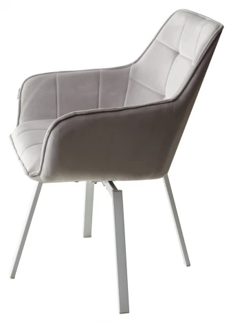 Стул M-City MAVERICK BLUVEL-03 LIGHT GREY/ белый каркас, поворот.360 град.