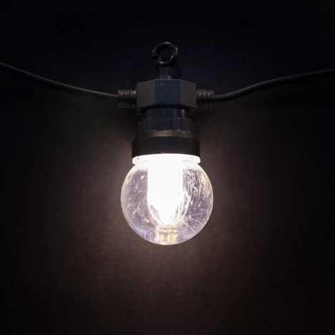 Светодиодная Гирлянда Прозрачная Колба 5м Белая 24В, 10 LED, Провод Черный ПВХ, IP54