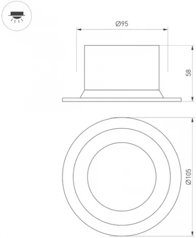 Встраиваемый точечный светильник светодиодный MS-DROP-BUILT-R105-14W Warm2700 (BK, 85 deg, 230V) (Arlight, IP54 Металл) 054708