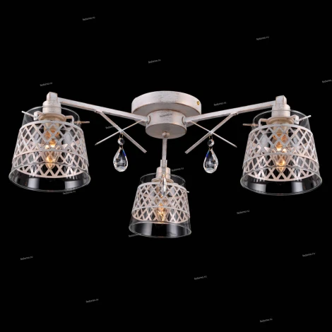 Люстра потолочная Natali Kovaltseva Lyon, 3 плафона, слоновая кость с золотом и прозрачным