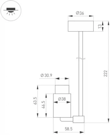 Мебельный точечный светильник ART-NEMO-SURFACE-ZOOM-L205-R38-5W Day4000 (BK, 10-55 deg, 24V) (Arlight, IP20 Металл) 049782 (LED)