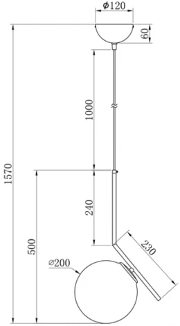 Потолочная люстра на штанге Garda Decor K2GP-825BR-S (220V, шар)
