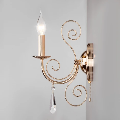 Бра Eurosvet Wispa 10094/1 золото/прозрачный хрусталь Strotskis