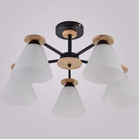 Потолочная люстра на штанге Reluce 01625-0.3-05 BK+WOOD (220V)