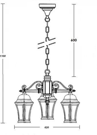 Уличный светильник подвесной Oasis Light ASTORIA 2 91470L/3 Bl (220V, на цепи, фонарь, IP44)
