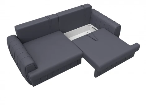 Диван прямой Лига-057 НПБ (ЛДСП,Брус,Фанера/Пластик/Экокожа/Серый) Лига Диванов 130027