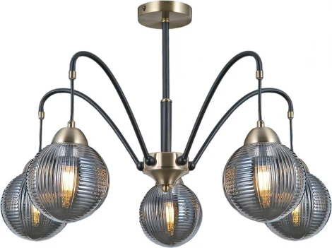 Потолочная люстра на штанге ILLUMICO IL0433-5PSQ-79 BK AB (220V, шар)