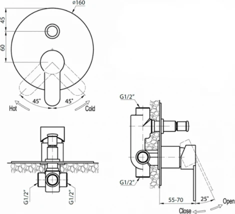 Смеситель Cezares Laconico C VDI BLC С ВНУТРЕННЕЙ ЧАСТЬЮ, белый