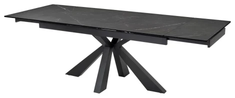 Обеденный стол M-City ALEZIO 160 KL-135 Темно-серый мрамор матовый, итальянская керамика/ BLACK