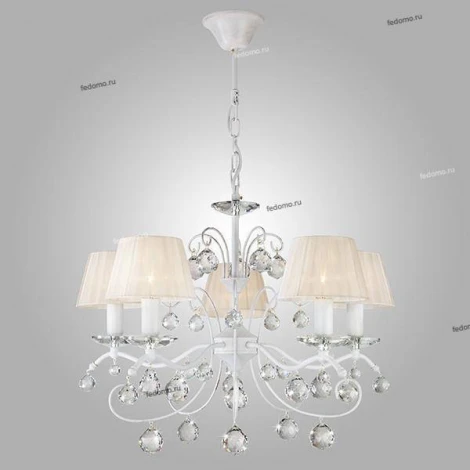 Подвесная люстра Eurosvet Эстель 10058/5 белый с золотом/прозрачный хрусталь Strotskis