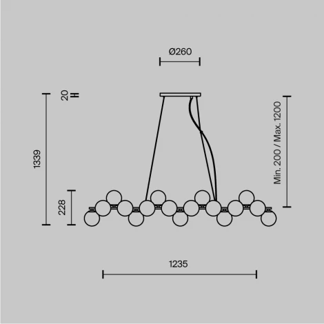 Подвесной светильник Maytoni Dallas MOD547PL-25G (220V, на тросе, шарики, паук, молекулы)