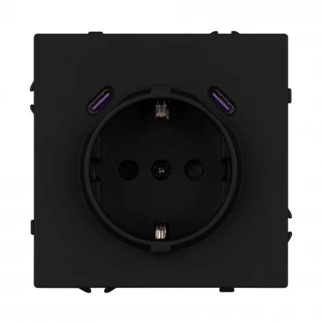 Розетка ARL NOBE зк со шторками с USB тип C+С софт-тач черный оникс SCT-MUCC-SFPL-BK (250V, 16A) (Arlight,) 061813(1)