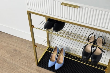 Обувница Вельвет Mebelson (ЛДСП,МДФ,Металл/Светлое дерево,Белый,Золотой) арт.173128,3326