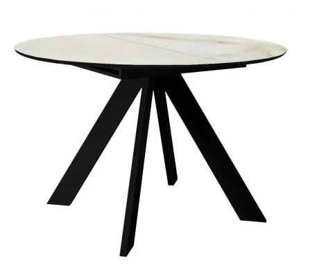 Стол DikLine SKC110 d1100 Керамика глянец Ostra Bianco (мрамор глянец белый)/подстолье черное/опоры черные 00-00081865