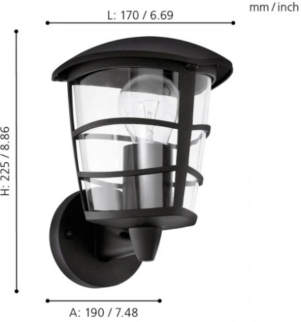 Настенный фонарь уличный Eglo Aloria 93097 (220V, IP44)