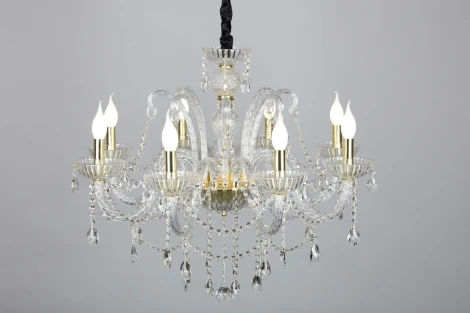 Подвесная люстра Omnilux Bonaita OML-70103-08 (220V, хрусталь, подвески, на цепи, подсвечник, свеча)