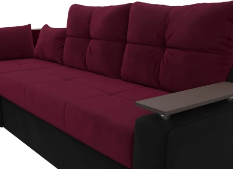Диван угловой Кронос левый угол (Бордовый,Черный/Микровельвет) Лига Диванов арт.114621L
