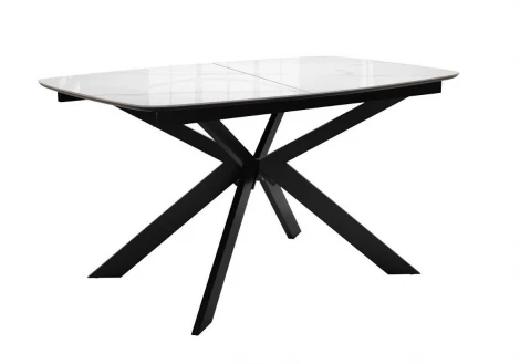 Стол DikLine BK140 керамика Carrara Gloss (мрамор глянец белый), подстолье черное, опоры черные 00-00085042