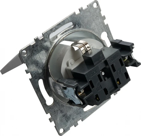 Розетка с заземлением защитной крышкой и шторками (серебро) Stekker Катрин 39580