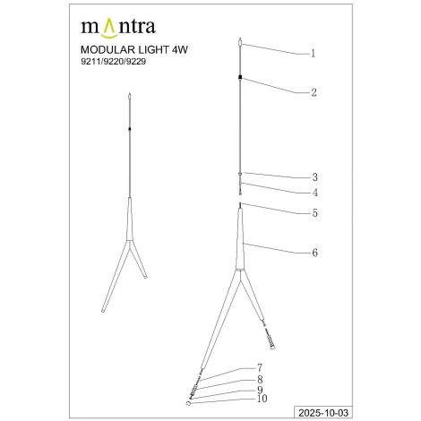 Подвесная люстра Mantra Arrecife 9365+9220 (5L)