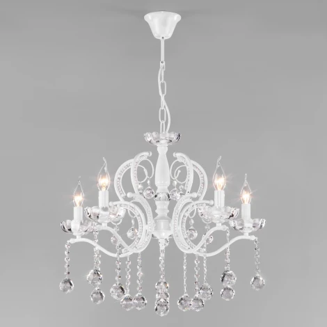 Подвесная люстра Eurosvet Brezza 10107/5 глянцевый белый/прозрачный хрусталь Strotskis