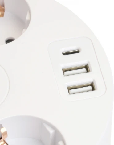 Удлинитель 5-и местный 2,5 метра с заземлением 2хUSB Type A+C Stekker Comfort 49591