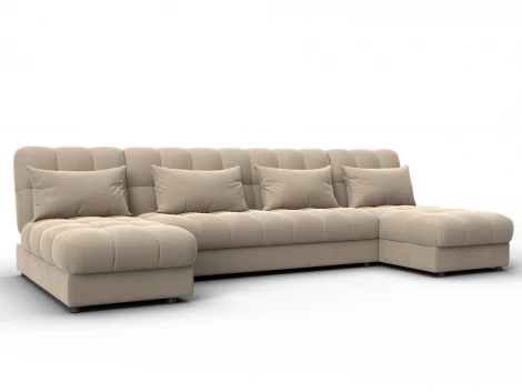 Диван П-образный Лига-116 НПБ (ДСП,ЛДСП,Велюр/Бежевый) Лига Диванов 137326