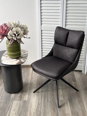 Стул LEROY 360 град. поворот Серый Maison 99# / OTE COBBLE 457 / черный каркас, ®DISAUR (арт.621M05777)